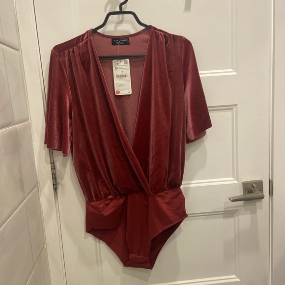 Zara Tops - Velour supplice pink bodysuit SOLD*****